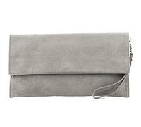 modamoda de T151 - Bolso de mano de ante para mujer, bandolera, bolso de noche, hecho a mano en Italia, gris (telegrau), small