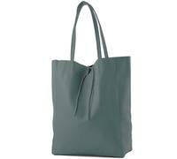 modamoda de T163 - Bolso de piel para mujer (tamaño grande, con bolsillo interior, fabricado en Italia), azul grisáceo, large