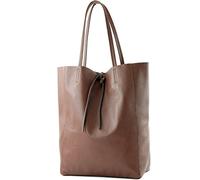 modamoda de T163 - Bolso de piel para mujer (tamaño grande, con bolsillo interior, fabricado en Italia), Marrón2021, large