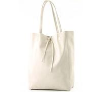 modamoda de - T163 - Ital. Bolso shopper grande con bolsillo interior de piel, Crema