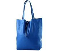 modamoda de - T163 - Ital. Shopper grande con bolsillo interior de piel, Azul2021, large