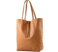 modamoda de - T163 - Ital. Shopper grande con bolsillo interior de piel, Cognac2021, large