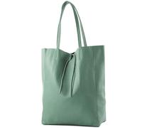 modamoda de - T163 - Ital. Shopper grande con bolsillo interior de piel, gris océano, L, T163OCEAN_GREY_afn