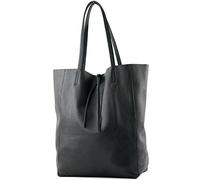 modamoda de - T163 - Ital. Shopper grande con bolsillo interior de piel, Negro2021, large