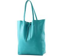 modamoda de - T163 - Ital. Shopper grande con bolsillo interior de piel, Turquesa Azul2021, large