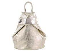 modamoda de - T179 - ital: mochila de mujer de cuero, dorado claro metálico, medium