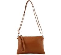 modamoda de - T186 - Mediano italiano/Bolso bandolera de cuero, Color:coñac