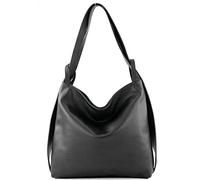 Modamoda de - T192 - ital. Mochila de mujer, 2 en 1, de piel, color Negro, talla Large