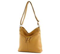 modamoda de - T196 - bolso de hombro/bandolera ital cuero, Color:amarillo mostaza