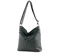modamoda de - T196 - bolso de hombro/bandolera ital cuero, Color:gris antracita