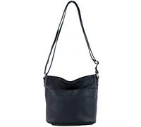 modamoda de T198 - Bolso bandolera de piel para mujer, fabricado en Italia, azul oscuro, small