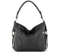 modamoda de - T202 - ital. Bolso bandolera de piel para mujer, Negro , M