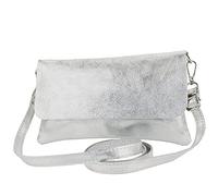 modamoda de - T226 - ital. Embrague de mano Klein Echtleder, Farbe: plateado metálico, plateado, Small