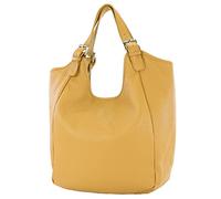 modamoda de - T227 - Ital. Shopper Bolso de hombro grande de piel, amarillo mostaza, L