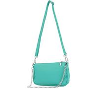 modamoda de - T237 - Bolso bandolera pequeño pequeño de piel italiana, azul turquesa, small