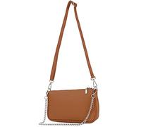 modamoda de - T237 - Bolso bandolera pequeño pequeño de piel italiana, Dark Camel, small