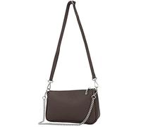modamoda de - T237 - Bolso bandolera pequeño pequeño de piel italiana, marrón chocolate, small