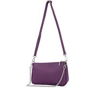 modamoda de - T237 - Bolso bandolera pequeño pequeño de piel italiana, morado, small