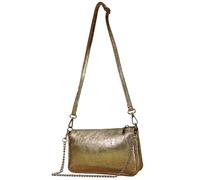 modamoda de - T237 - Bolso bandolera pequeño pequeño de piel italiana, Oro envejecido metálico, small