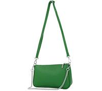modamoda de - T237 - Bolso bandolera pequeño pequeño de piel italiana, verde hoja, small