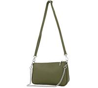 modamoda de - T237 - Bolso bandolera pequeño pequeño de piel italiana, verde oliva, small
