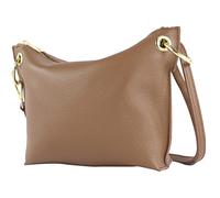 modamoda de T243 Bolso de hombro de piel para mujer, bandolera hecha a mano en Italia, Marrón pálido, small