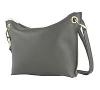 modamoda de T243 Pequeño bolso de hombro de cuero fabricado en Italia, gris grafito, Small