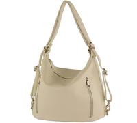 modamoda de - T249 - Mochila de piel para mujer 2 en 1, beige, medium