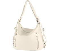 modamoda de - T249 - Mochila de piel para mujer 2 en 1, Blanco, medium