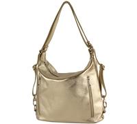 modamoda de - T249 - Mochila de piel para mujer 2 en 1, dorado claro metálico, medium