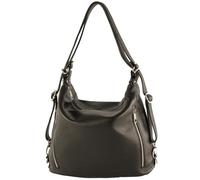 modamoda de - T249 - Mochila de piel para mujer 2 en 1, Negro , medium