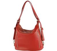 modamoda de - T249 - Mochila de piel para mujer 2 en 1, rojo brillante, medium
