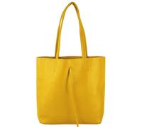 modamoda de - T253 - Bolso de cuero italiano tipo Tote con bolsillo interior, Amarillo sol, Medium