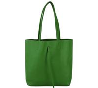 Modamoda de T253 - Bolso de mano de cuero para mujer, tamaño mediano con bolsillo interior, hecho a mano en Italia, verde hoja, medium