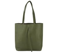Modamoda de T253 - Bolso de mano de cuero para mujer, tamaño mediano con bolsillo interior, hecho a mano en Italia, verde oliva, medium