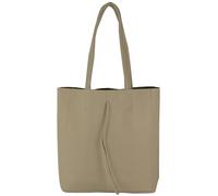 modamoda de T253 - Bolso de mano para mujer (tamaño mediano, con bolsillo interior de piel, fabricado en Italia), Gris beige., medium