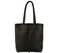 modamoda de T253 - Bolso de mano para mujer (tamaño mediano, con bolsillo interior de piel, fabricado en Italia), Negro , medium