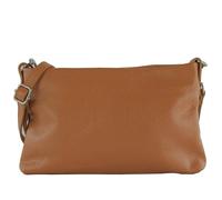 modamoda de T258 Bolso bandolera clutch de cuero para mujer, 25 x 16 x 3 cm, hecho a mano en Italia, coñac, medium