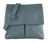 modamoda de - T63LEDER - Bolso bandolera de piel para mujer, azul grisáceo, small