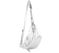modamoda de - T77 - ital. Bolsa de banana, bolsa de plátano, bolsa de pecho, tamaño mediano, de cuero suave, Plata metalizada, L, Casual, tendencia