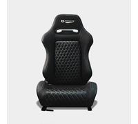 MODAUTO Asiento Deportivo Coche,Semibaquet Deportivo Ajustable,Adaptable para Coches,Ríeles Incluidos,para Coche y Simulador de Conducción,Modelo M-N590R,Negro y Costura Blanca Logo