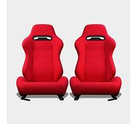 MODAUTO Asiento Deportivo Coche, Semibaquet Deportivo Ajustable, de Tela, Adaptable para Coches con Ríeles Incluidos, Conductor y Pasajero,para Coche y Simulador de Conducción, Modelo N125LR, Rojo