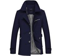Modaworld Abrigo Corto de Gabardina Beige para Hombre Otoño - Chaqueta de Solapa de Entretiempo con Corte Ajustado, Chaqueta Informal y a Prueba de Viento