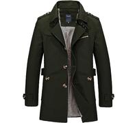 Modaworld Abrigo Corto de Gabardina Beige para Hombre Otoño - Chaqueta de Solapa de Entretiempo con Corte Ajustado, Chaqueta Informal y a Prueba de Viento