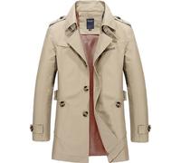 Modaworld Abrigo Corto de Gabardina Beige para Hombre Otoño - Chaqueta de Solapa de Entretiempo con Corte Ajustado, Chaqueta Informal y a Prueba de Viento