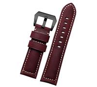 MODBAND Banda de reloj retro de cuero 20mm 20mm 24mm 26mm de cuero de cuero para Panerai PAM111 441 correa de muñeca de banda de vigilancia(Wine red black,22mm)