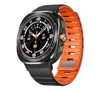 MODBAND Banda magnética para Samsung Galaxy Watch Ultra 47mm Correa de silicona suave para hombres para samsung ultra 7 ULTRA 47MM pulsera deportiva Correa correas de reloj(Black black orange)