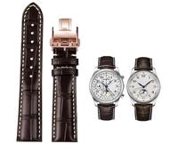 MODBAND Correa de reloj de 19mm, 20mm y 21mm para colección Masters L3 L4 L2.628/L2.673, correa de reloj de cuero de vaca con hebilla de mariposa(Brown RG Folding,20mm)