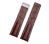 MODBAND Correa de reloj de cuero genuino de 22mm y 24mm para reloj Breitling para hombre pulsera de cuero de vaca con hebilla desplegable(Brown,24MM)