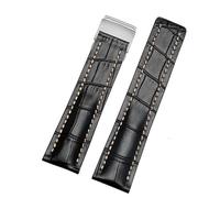 MODBAND Correa de reloj de cuero genuino de 22mm y 24mm para reloj Breitling para hombre pulsera de cuero de vaca con hebilla desplegable(Black-01,24MM)